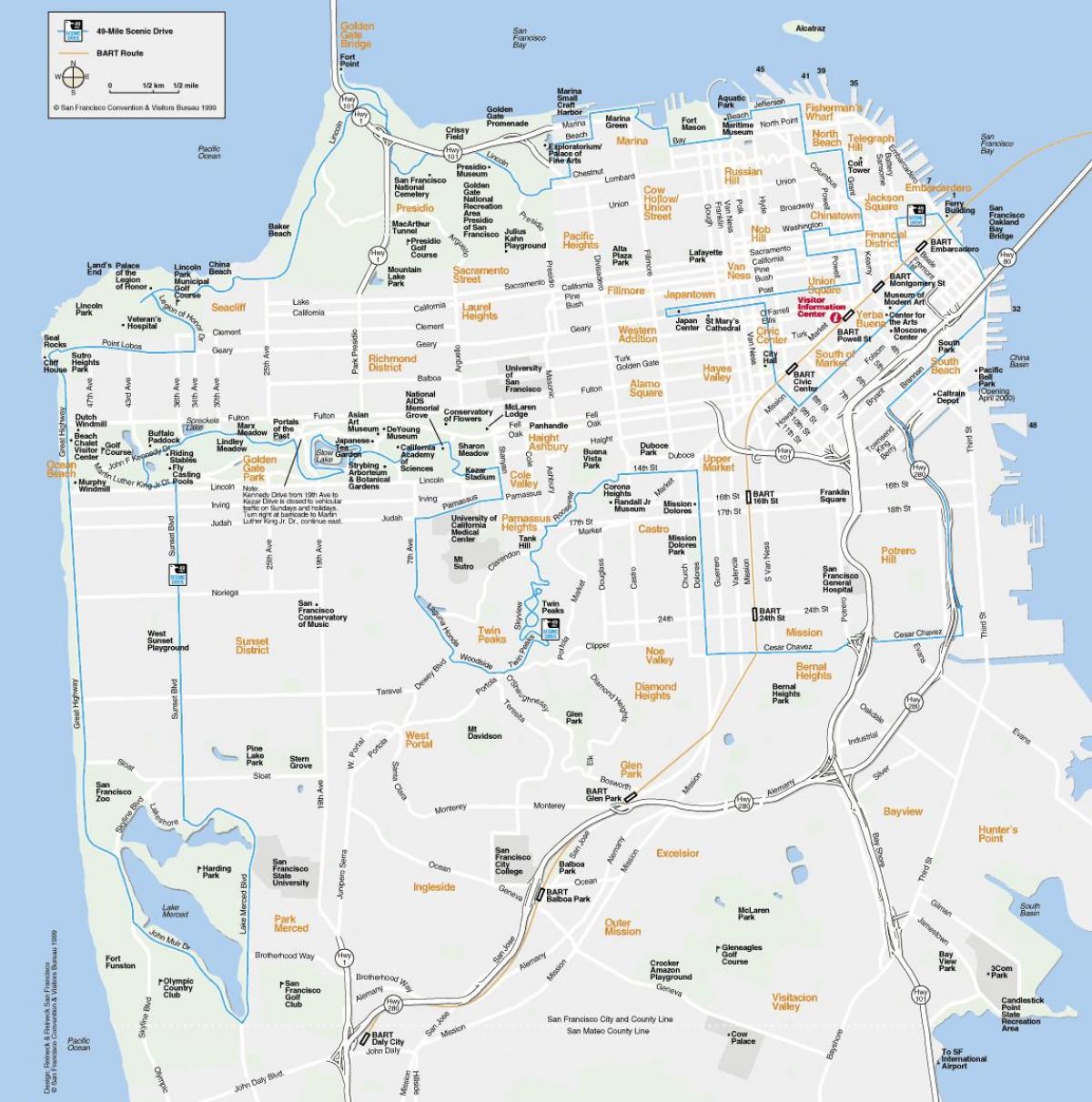 Mapa de San Francisco llocs d'interès
