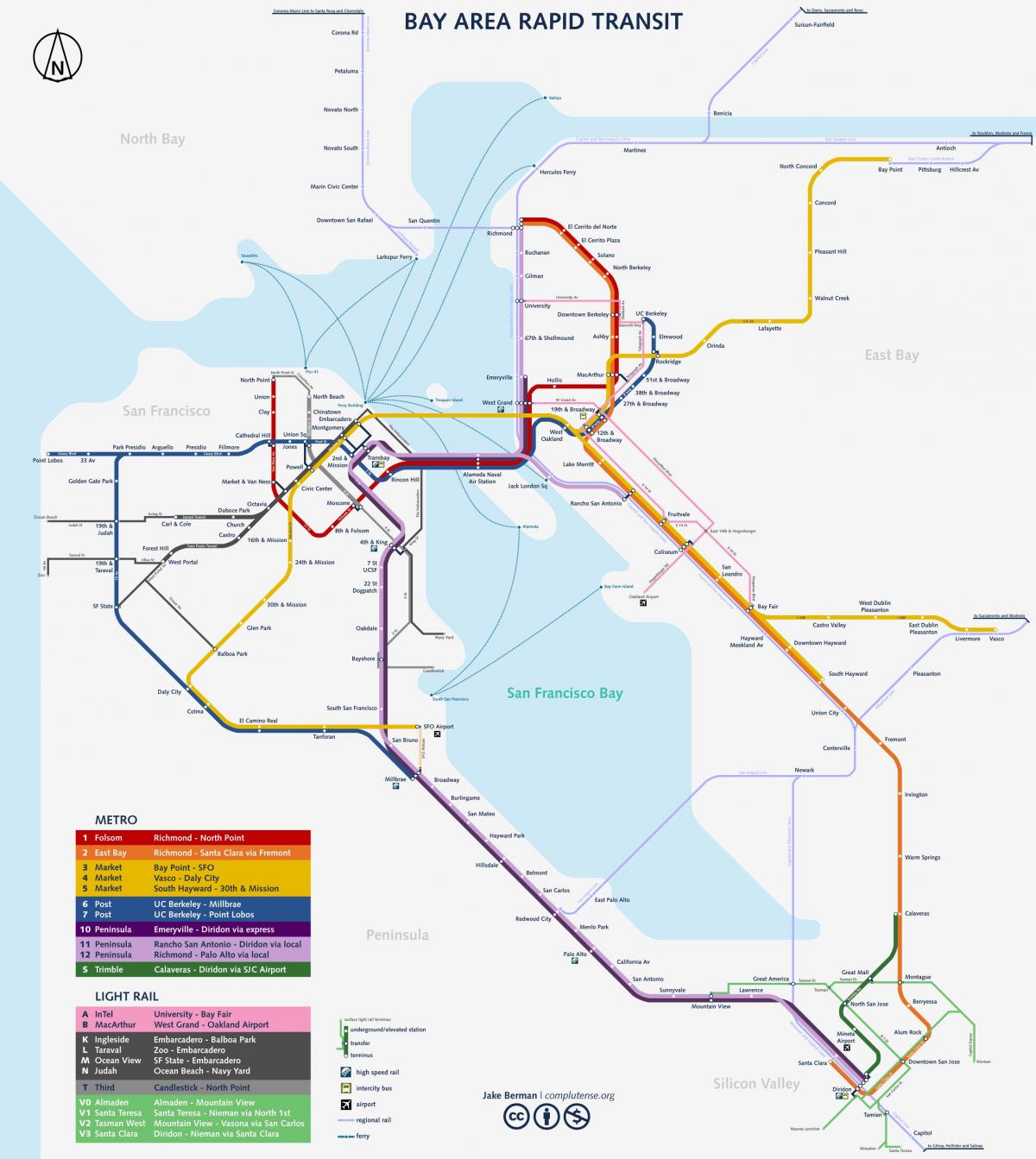 San Francisco sistema de metro mapa