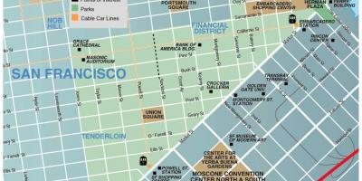 Mapa de union square zona de San Francisco