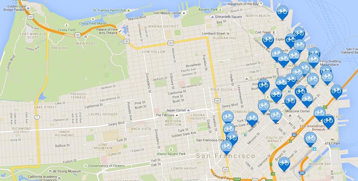 Mapa de la zona de la badia de bicicleta