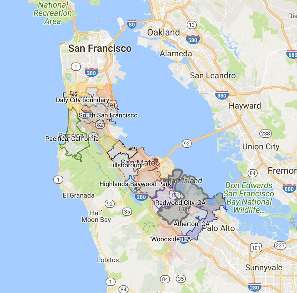 Mapa de la zona de la badia de ciutat de límit