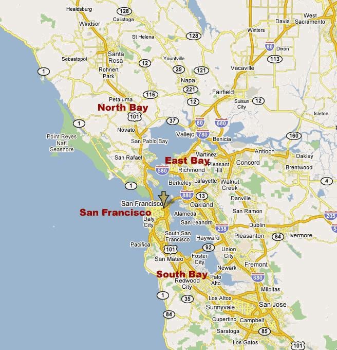 nord de califòrnia bay area mapa