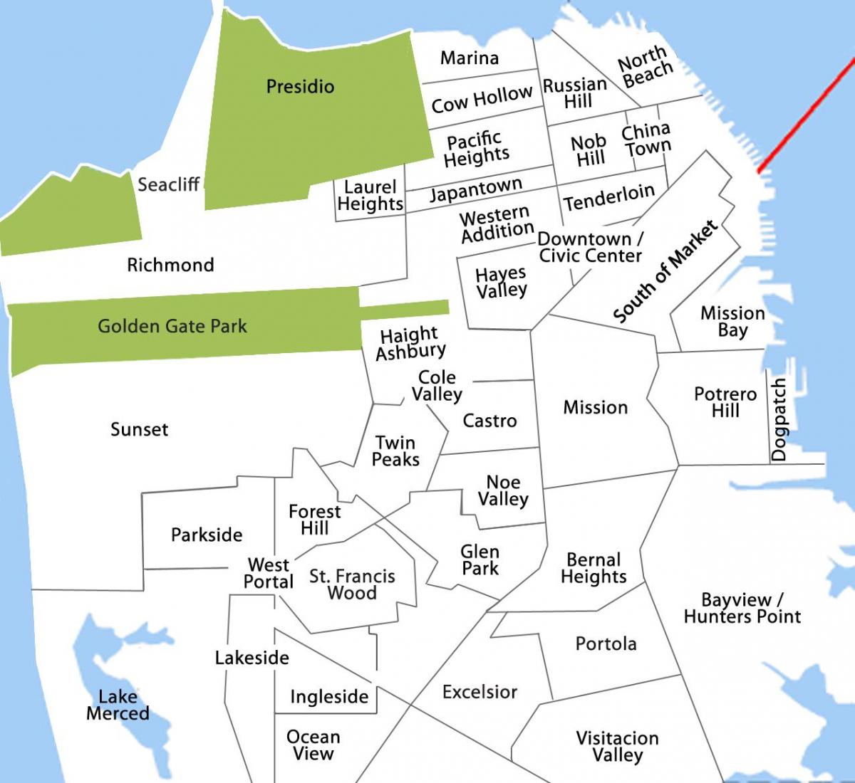 Mapa de bayview districte de San Francisco 