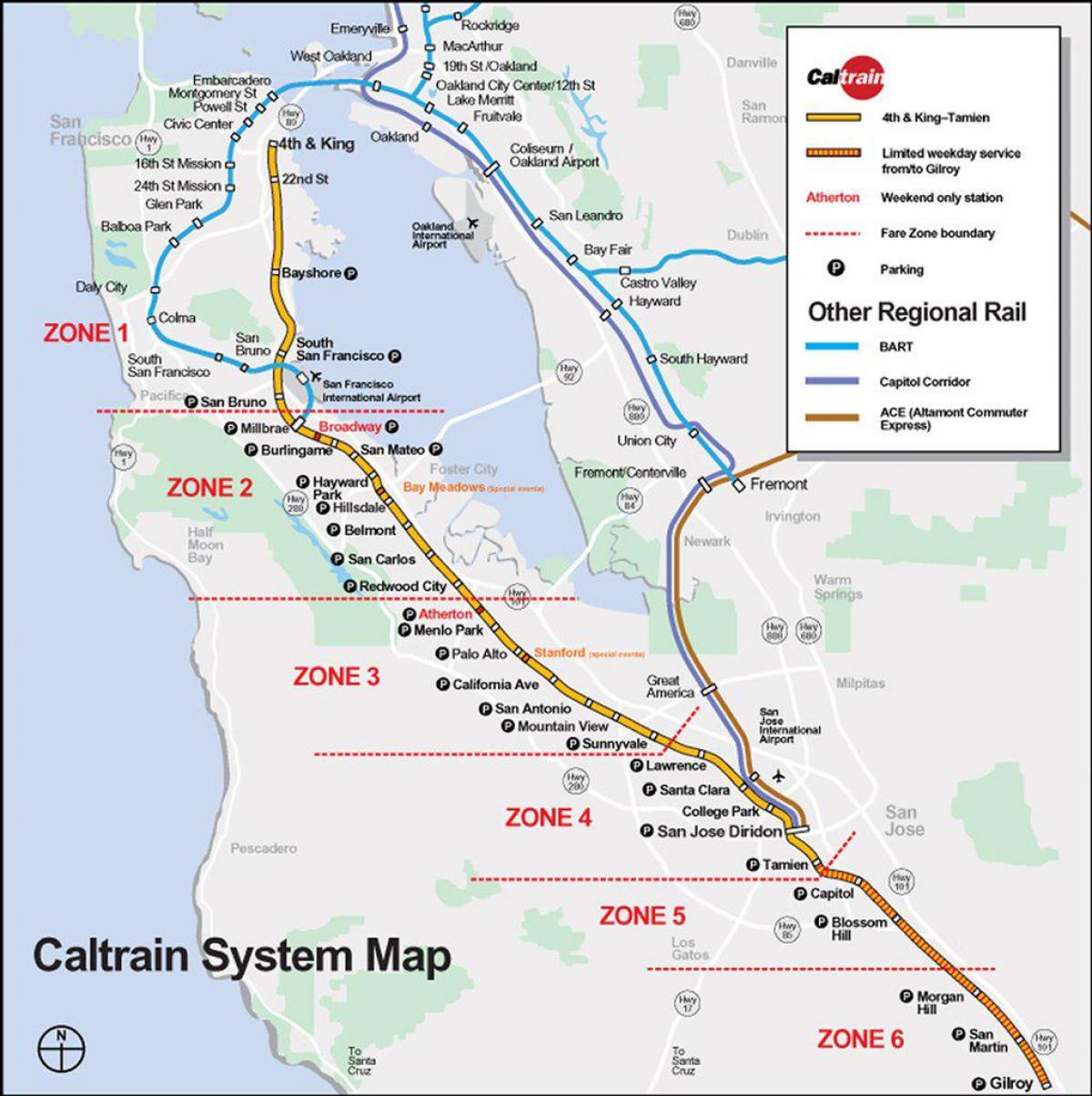 caltrain mapa de rutes