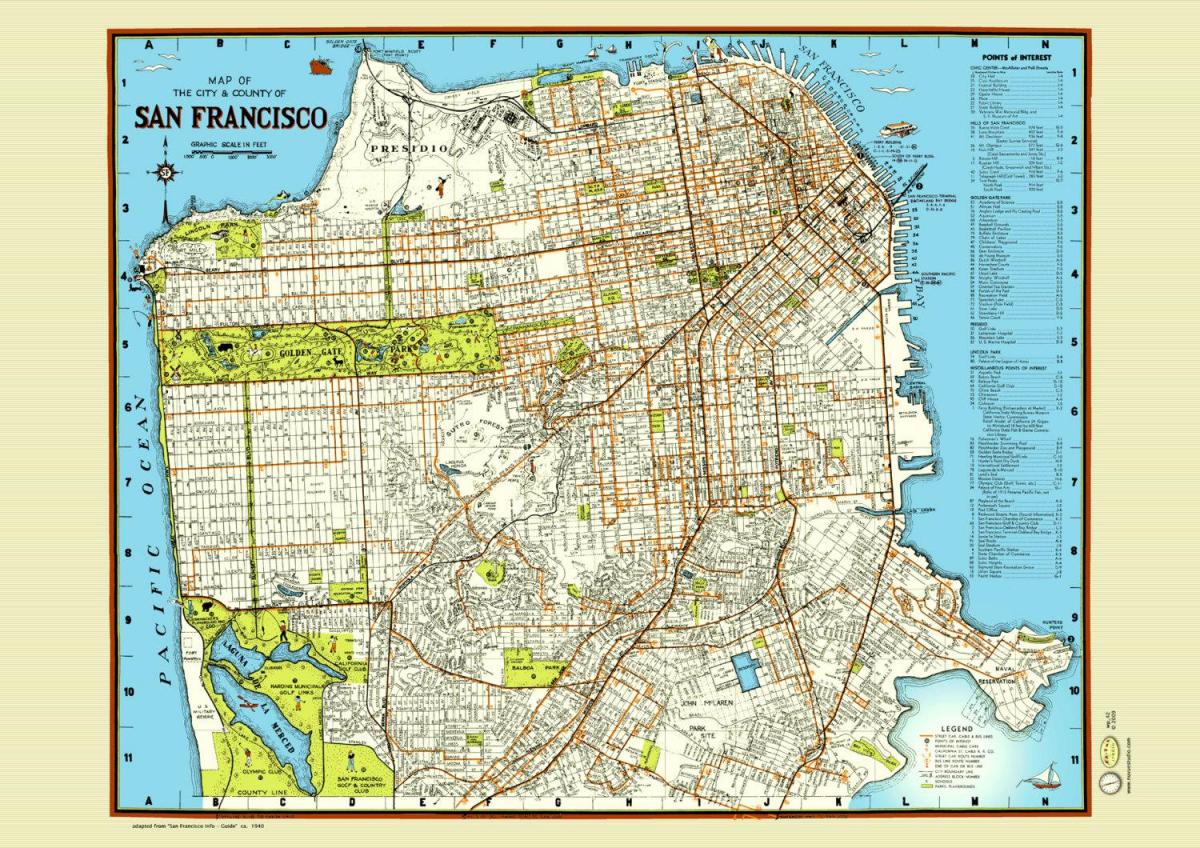 Mapa de San Francisco carrer cartell