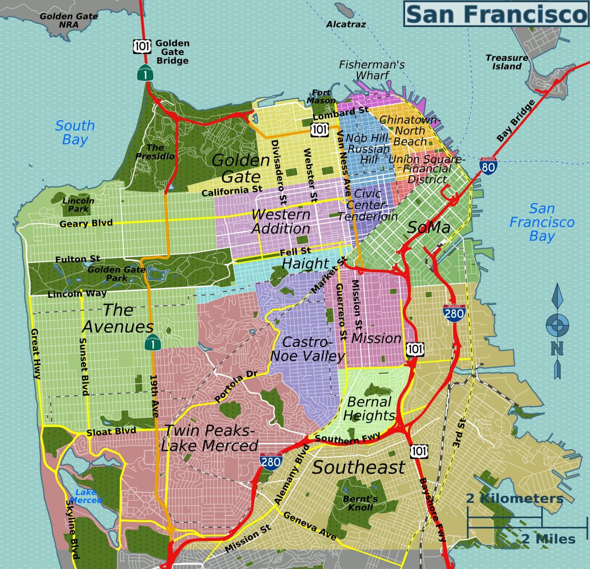 mapa de carrers de San Francisco, califòrnia