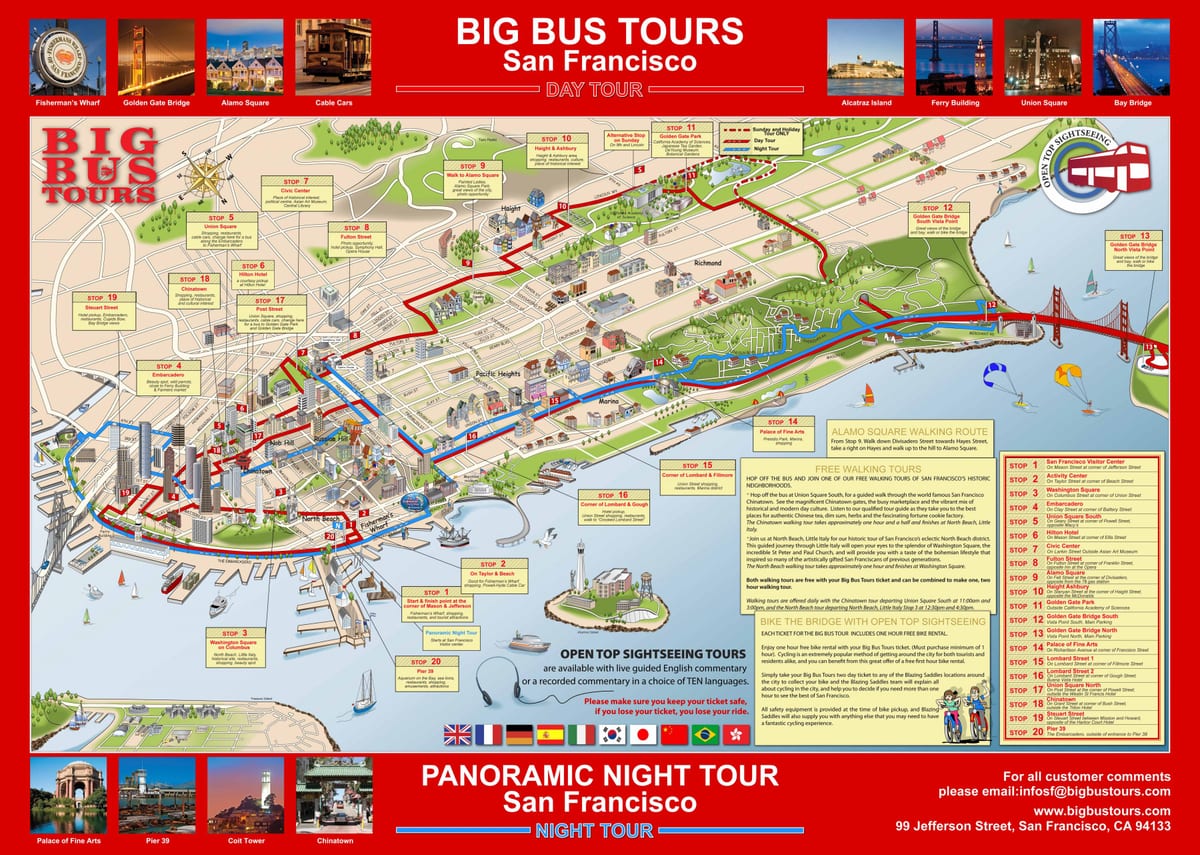 big red autobús San Francisco mapa