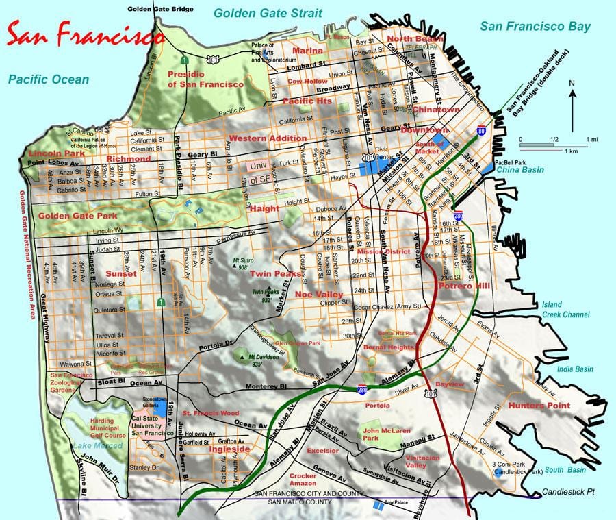 Mapa de la zona de la badia d'elevació
