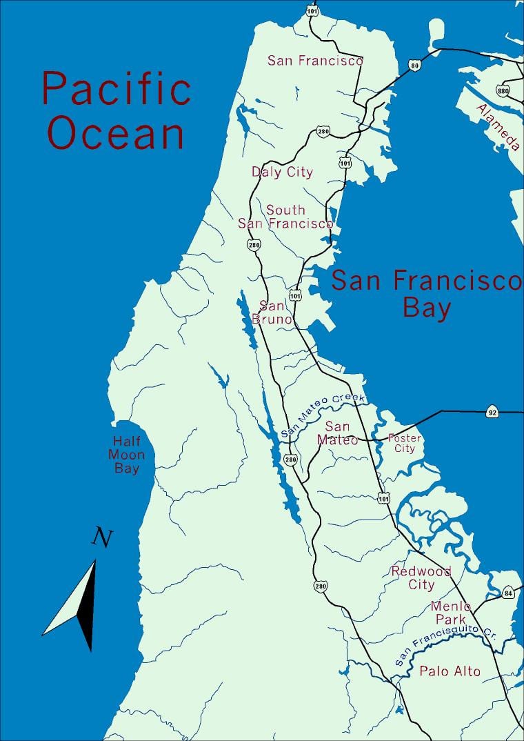 Mapa de la zona de la badia de la península