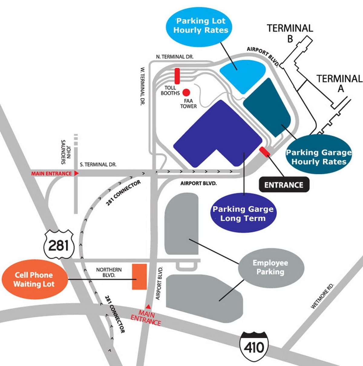 Mapa de l'aeroport de San Francisco aparcament