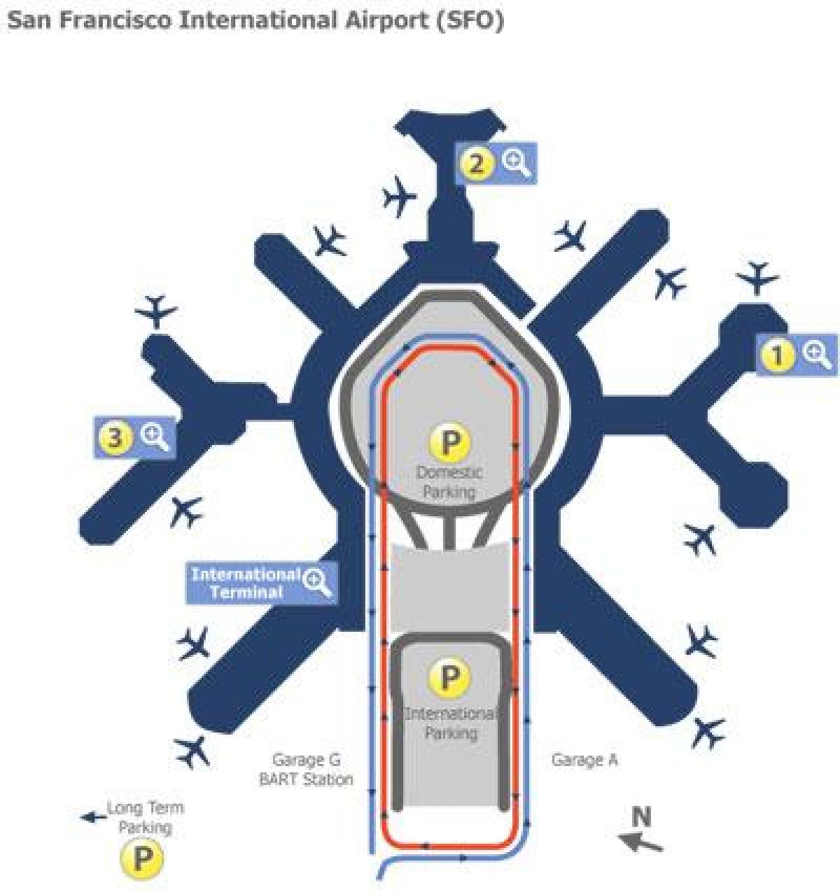 L'aeroport de San Francisco porta mapa