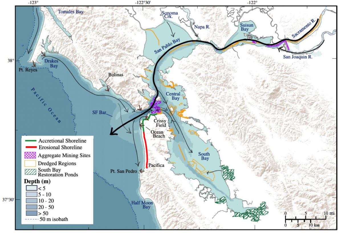 Mapa de la badia de San Francisco profunditat