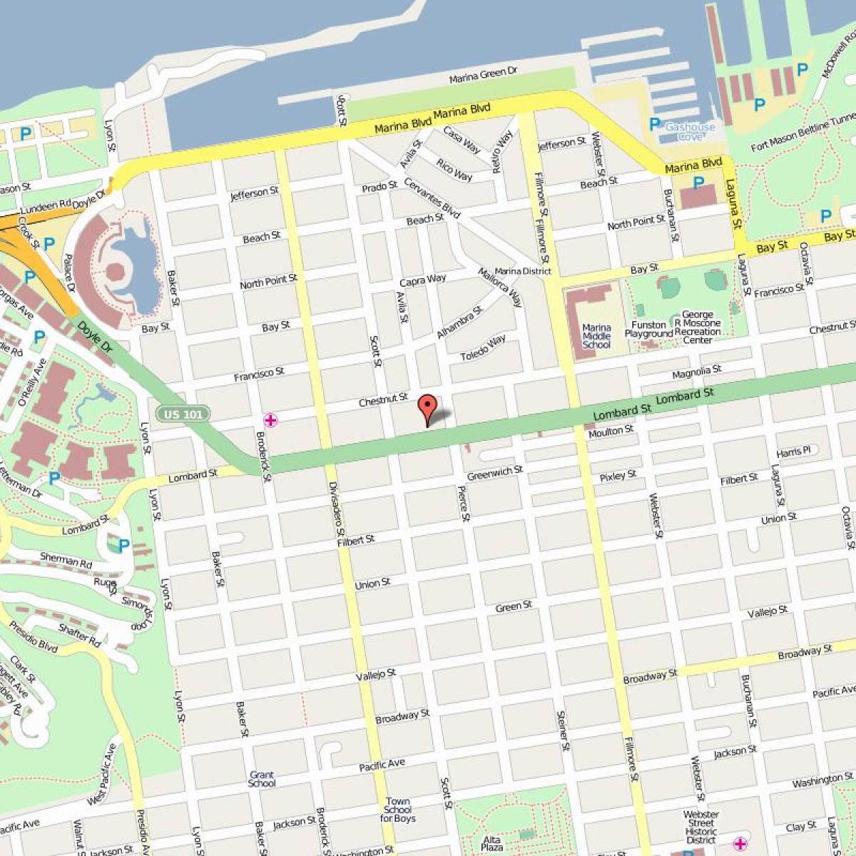 Mapa de lombard street, San Francisco