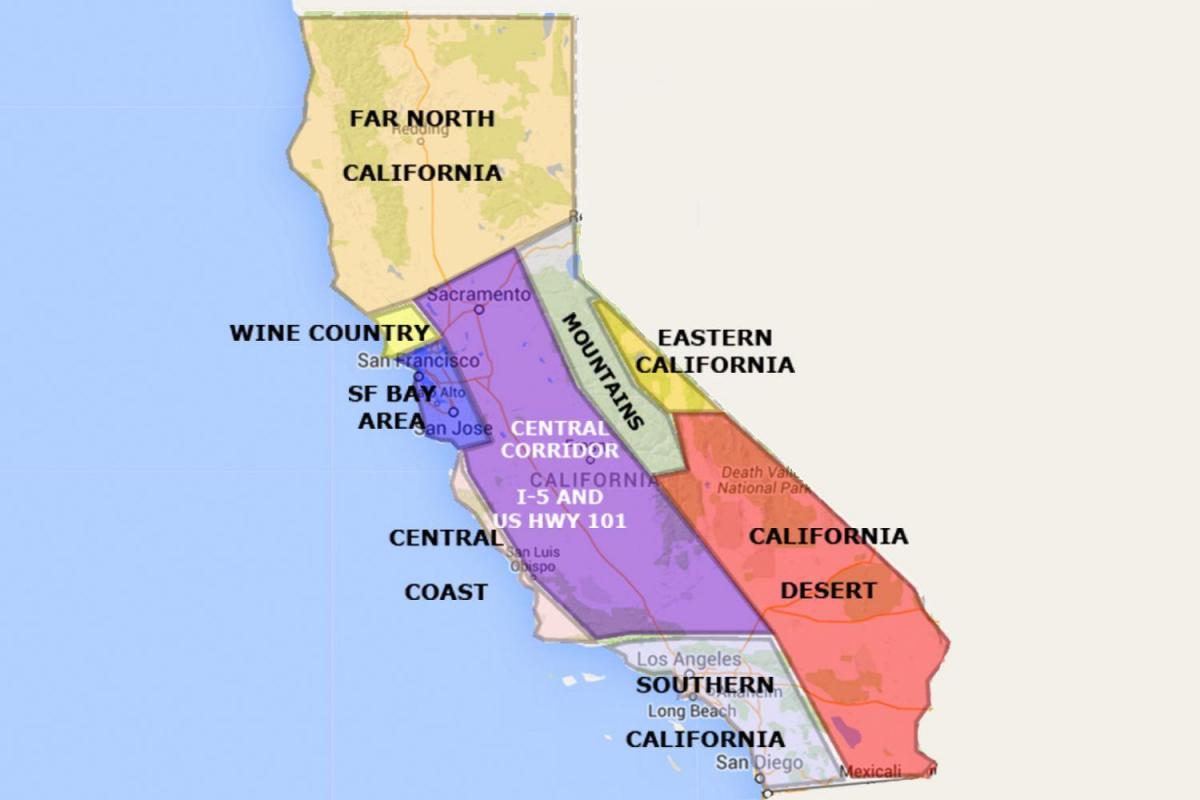 Mapa de califòrnia nord de San Francisco