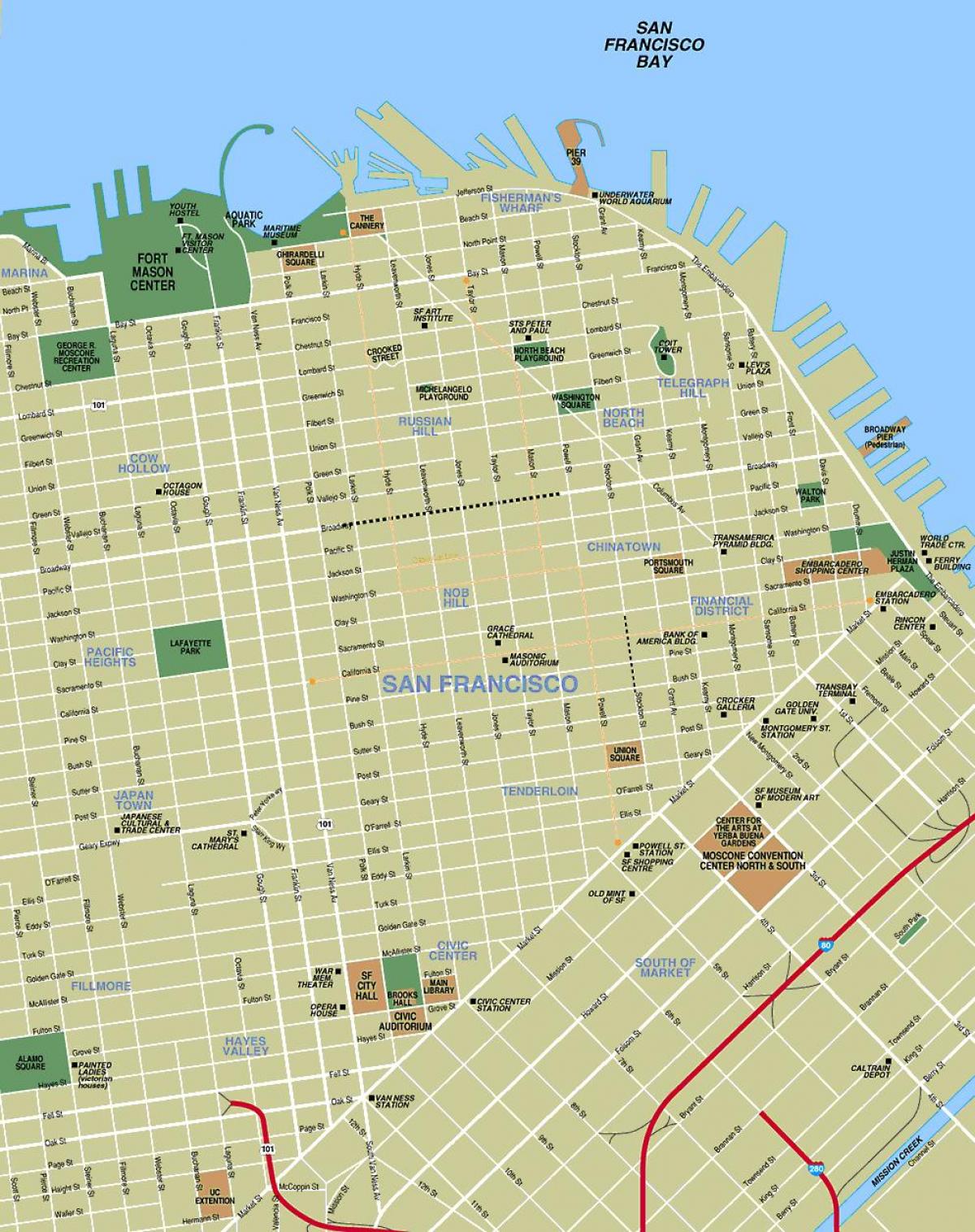 mapa de San Francisco, ca