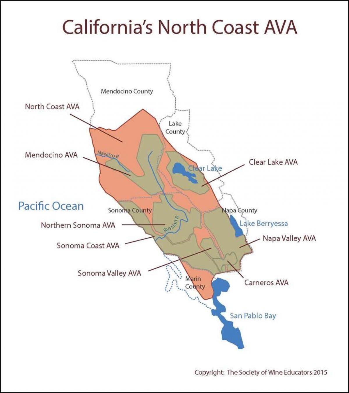 Mapa de la costa de califòrnia nord de San Francisco