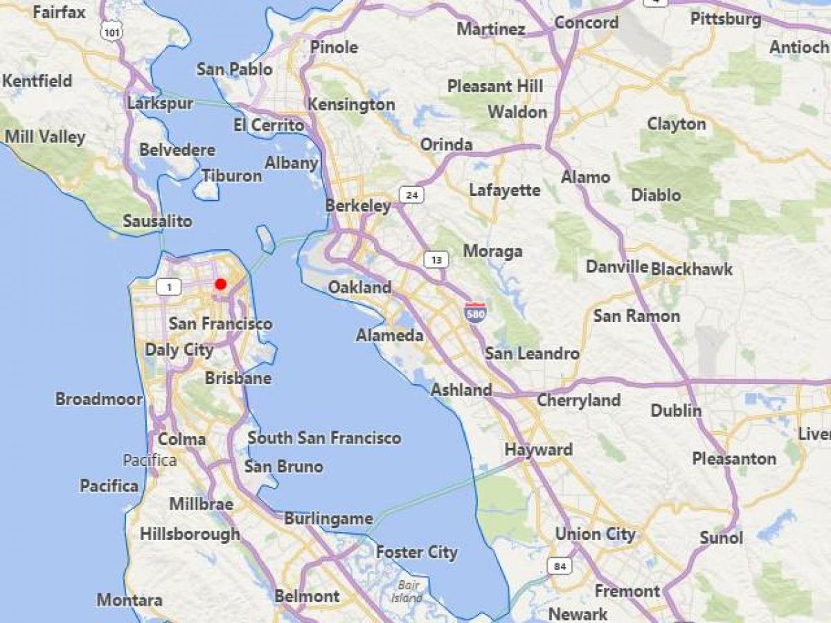 mapa de califòrnia prop de les ciutats de San Francisco