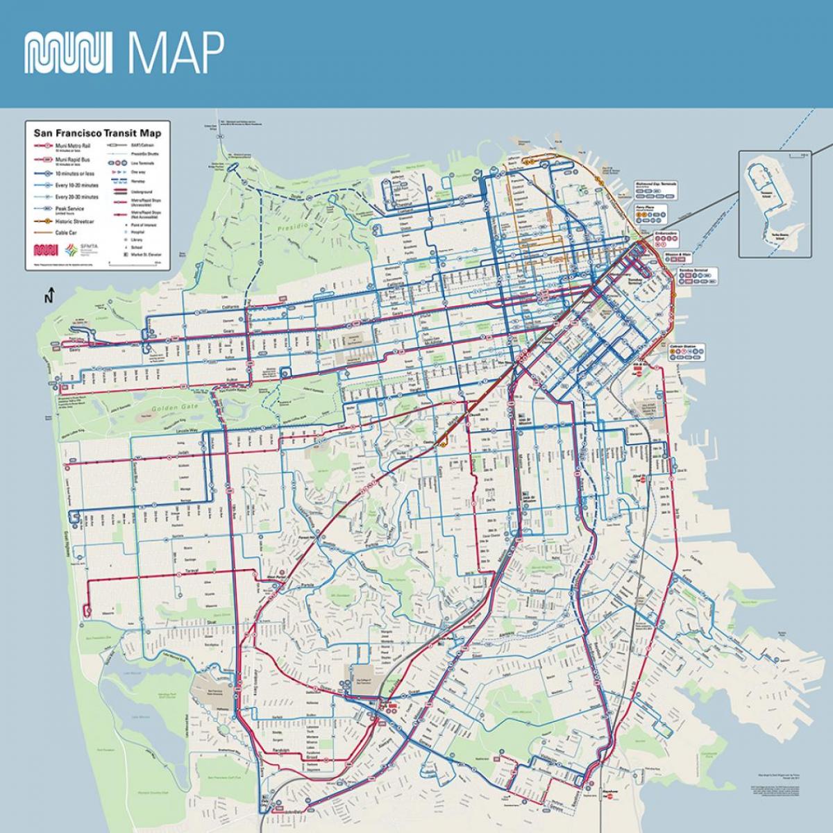 muni mapa de San Francisco, ca