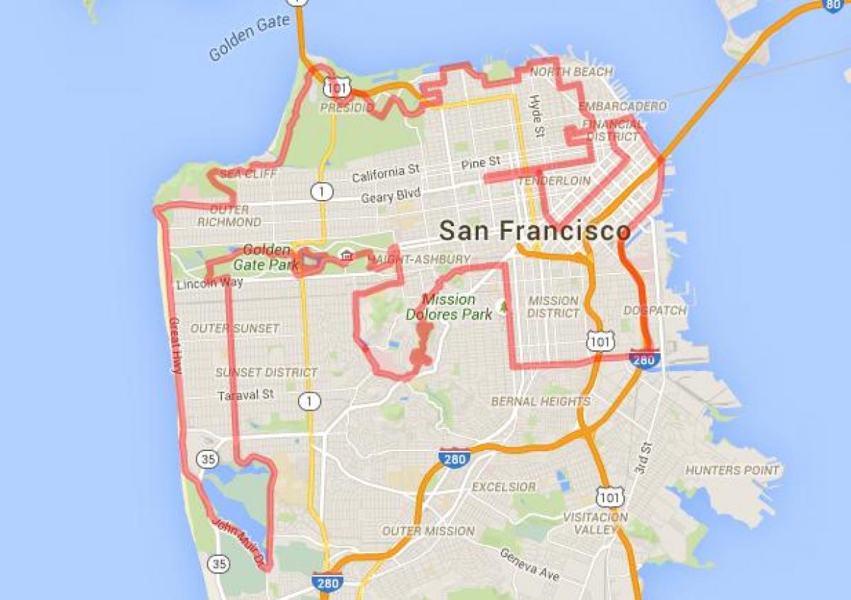 golden gate park senders per a bicicletes mapa