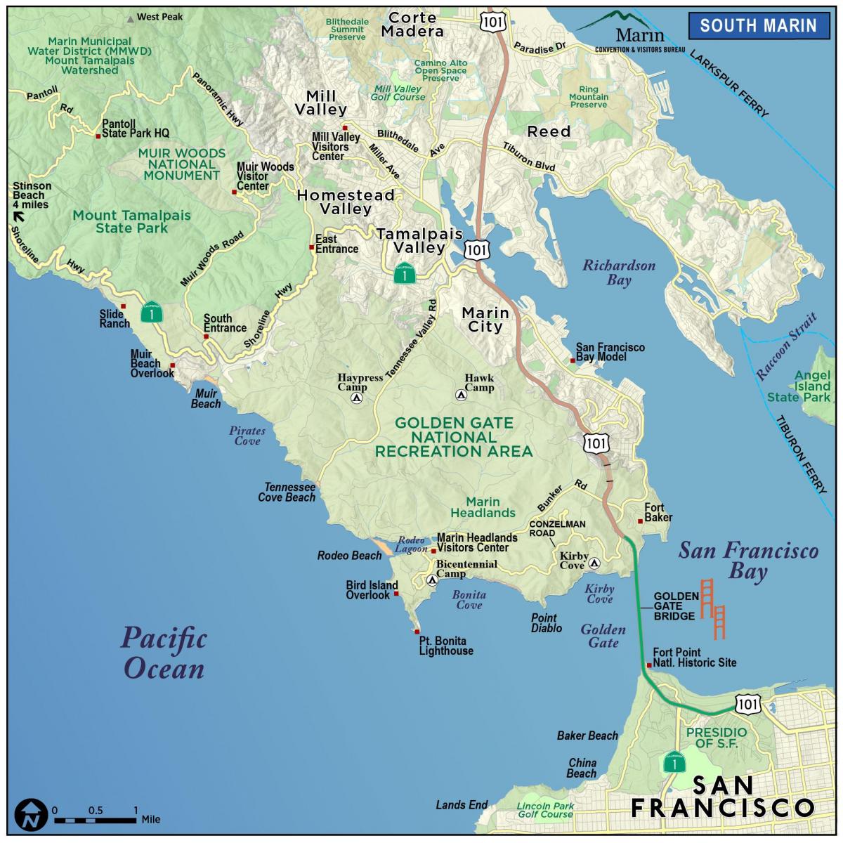 Mapa de redwood bosc de San Francisco