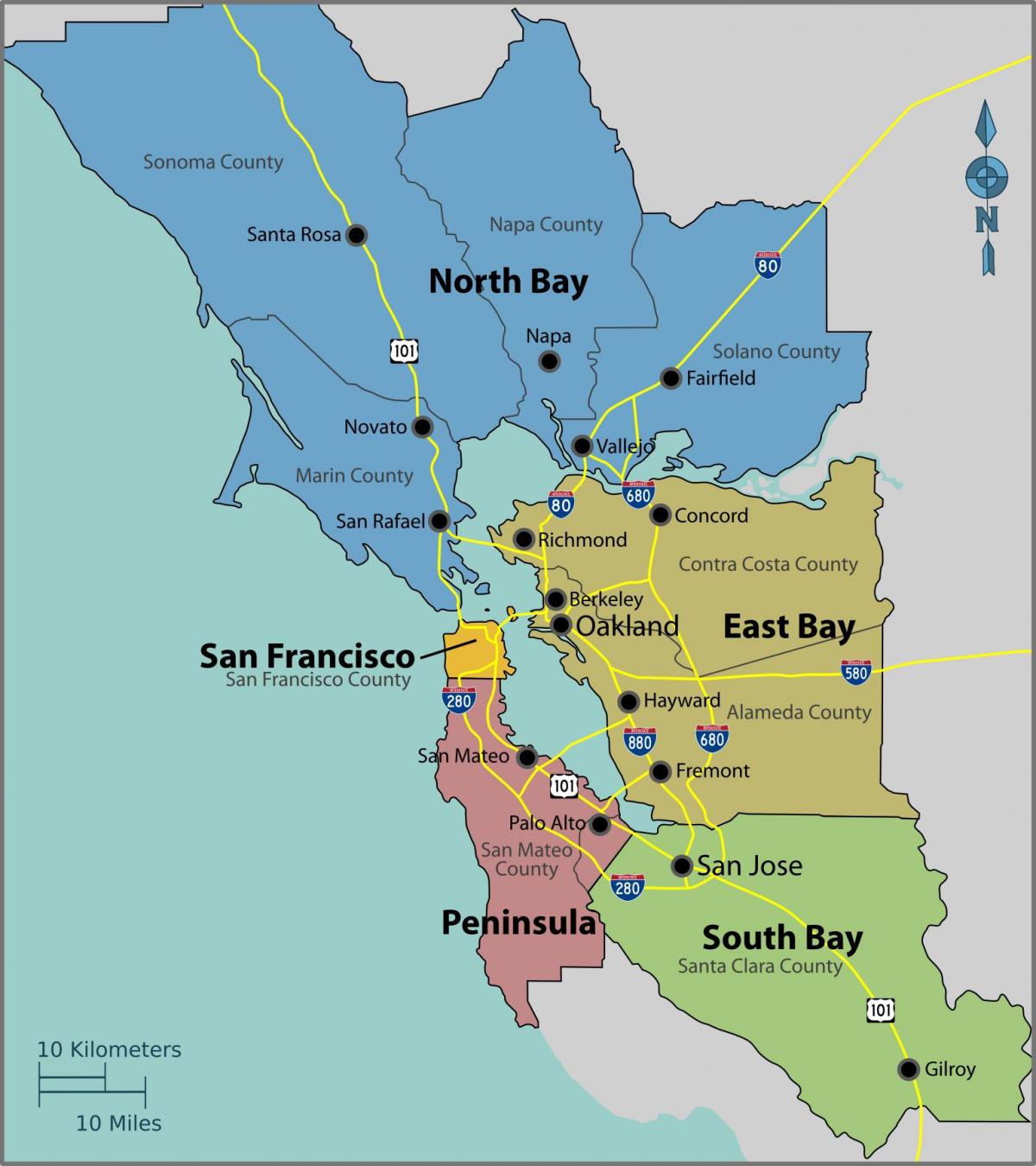 La badia de San Francisco en un mapa