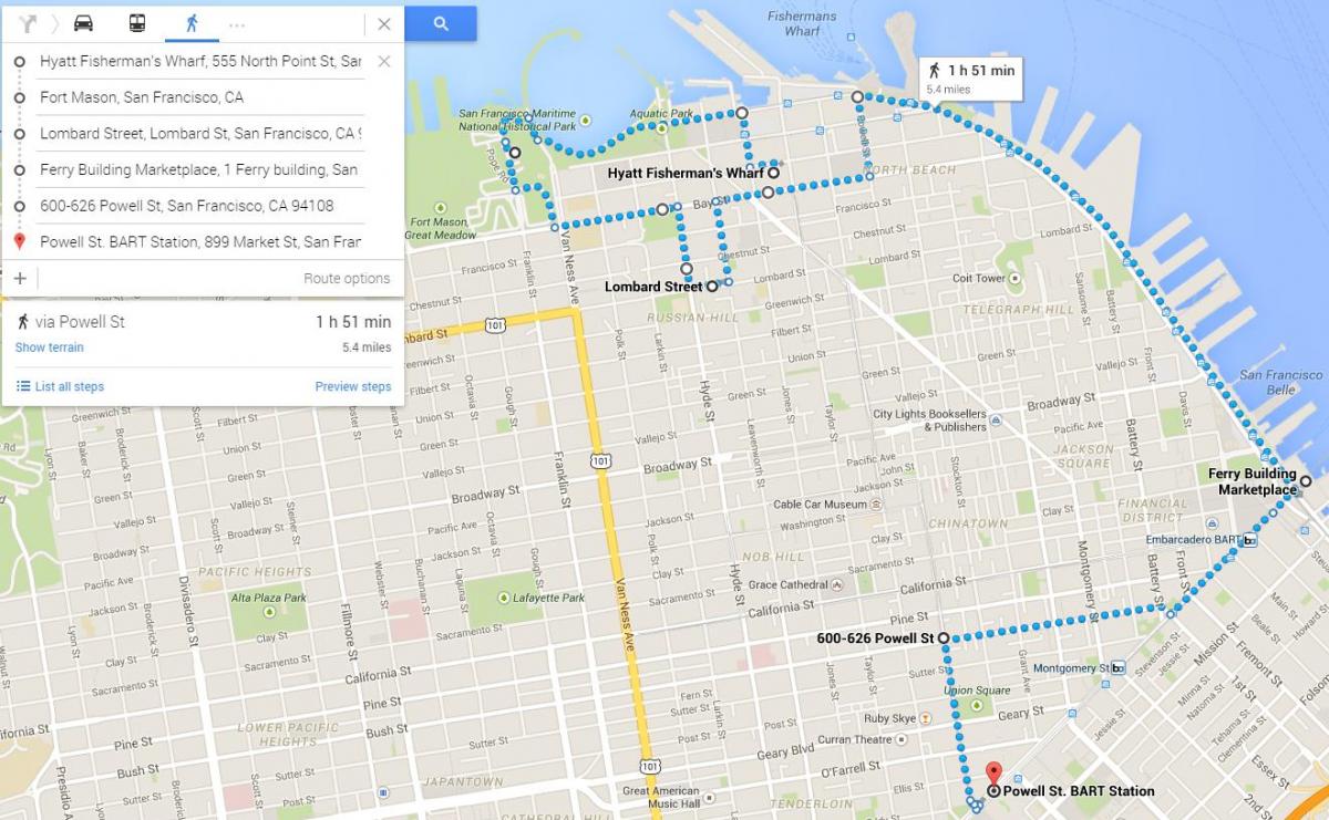 San Francisco walking tours mapa