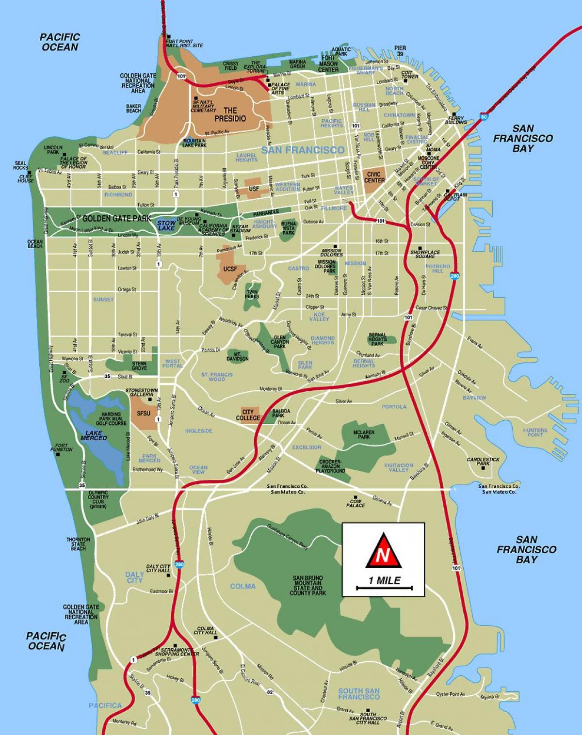 San Fran atraccions mapa