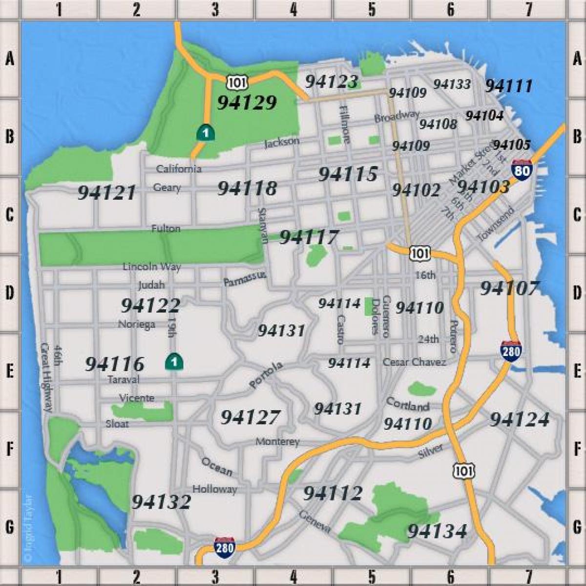 San Francisco codi postal mapa