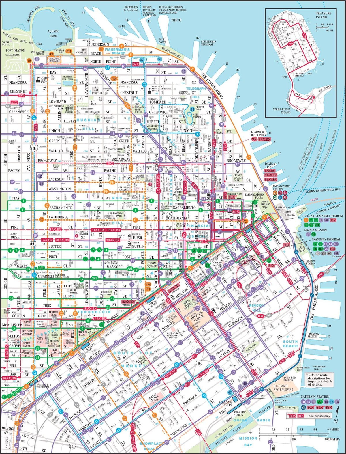 San Francisco de transport públic en el mapa