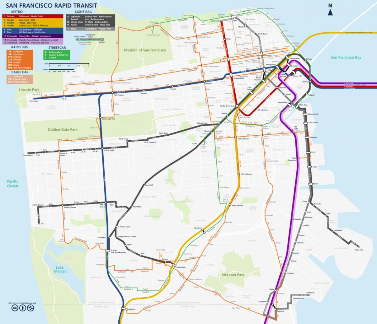 San Fran transport públic mapa