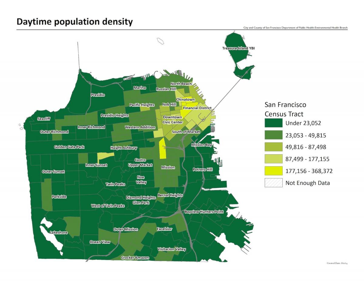 Mapa de San Francisco densitat de població