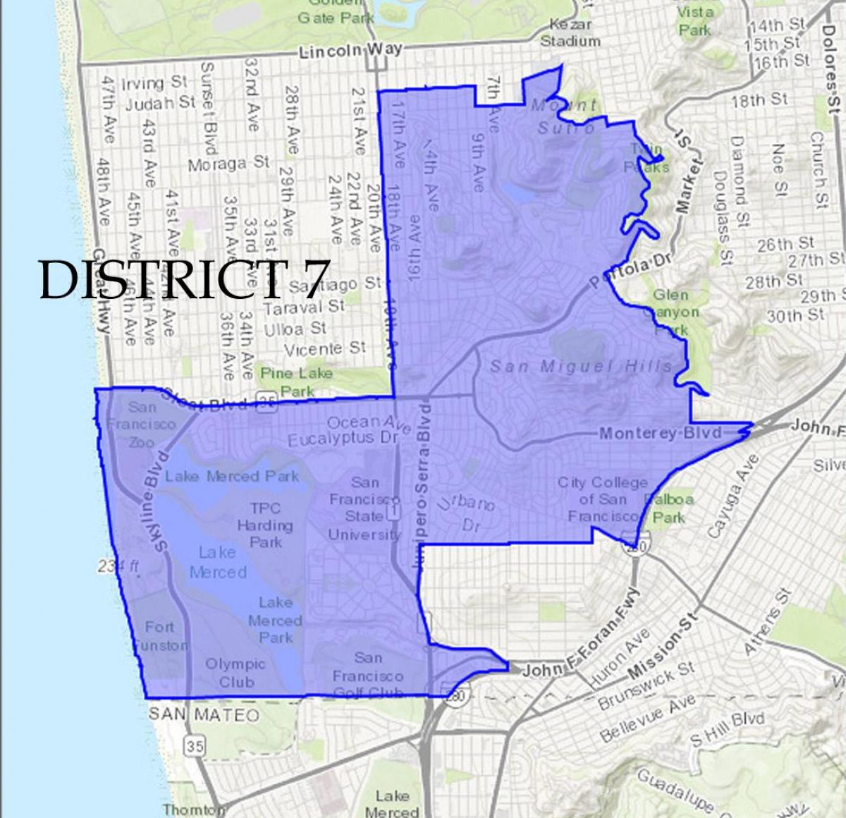 Mapa de San Francisco districte 7 