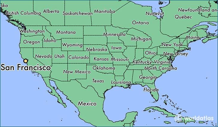 San Francisco ubicació en el mapa del món