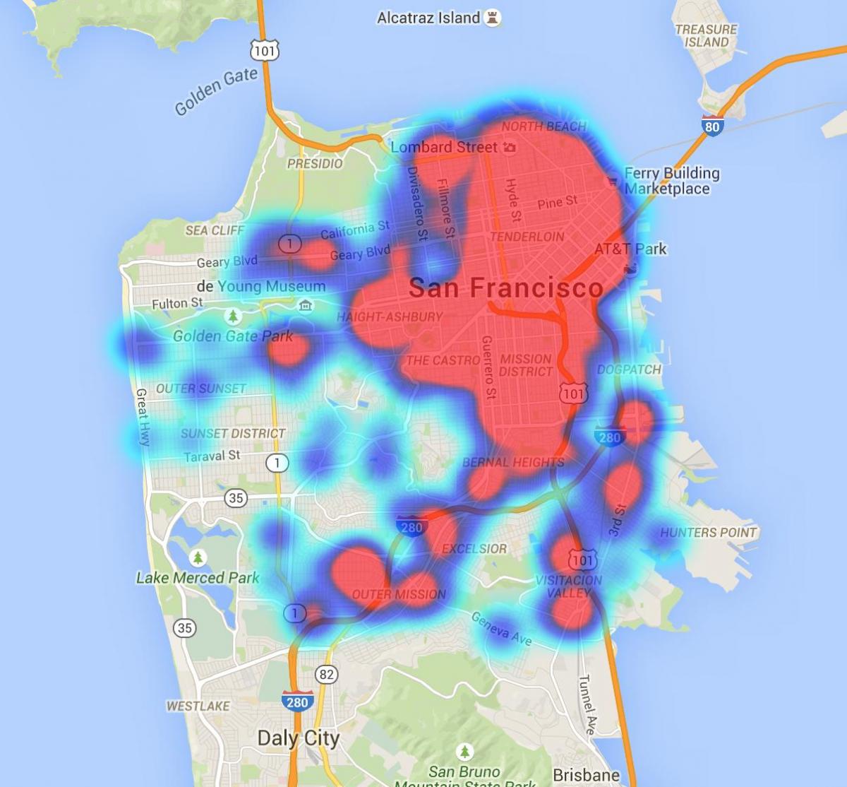 Mapa de San Francisco excrements
