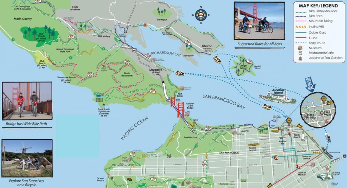 Mapa de San Francisco excursió amb bicicleta