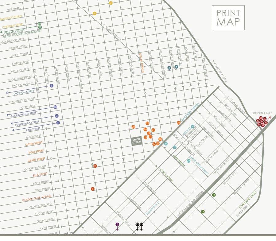Mapa de San Francisco galeries d'art