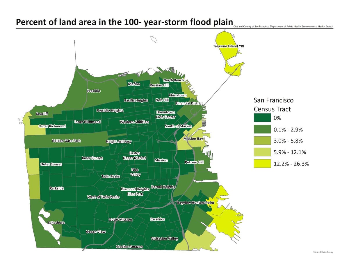 Mapa de San Francisco inundació de la zona