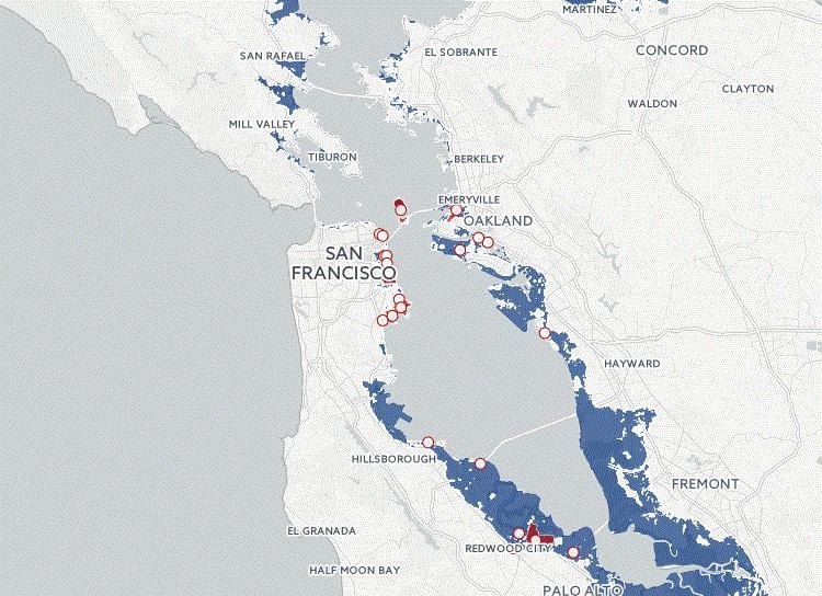 Mapa de San Francisco inundació