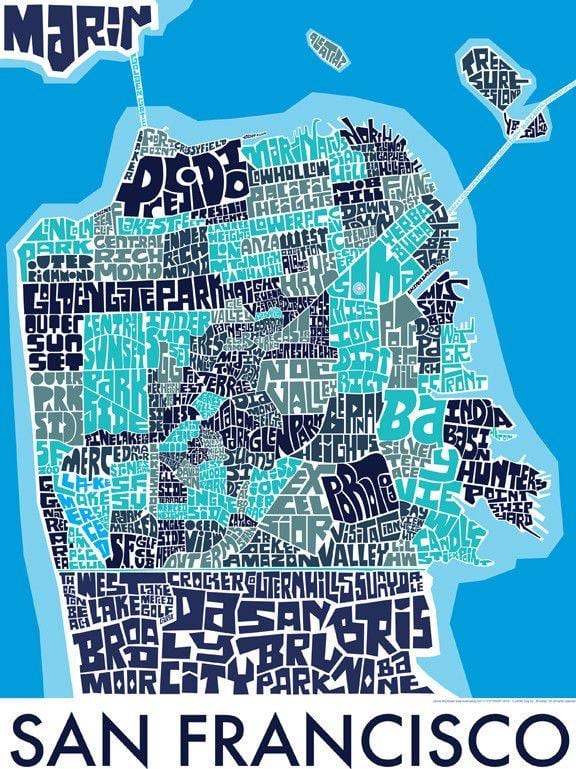 San Francisco mapa de la paret de l'art