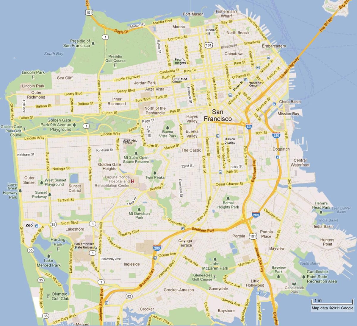 San Francisco llocs d'interès mapa