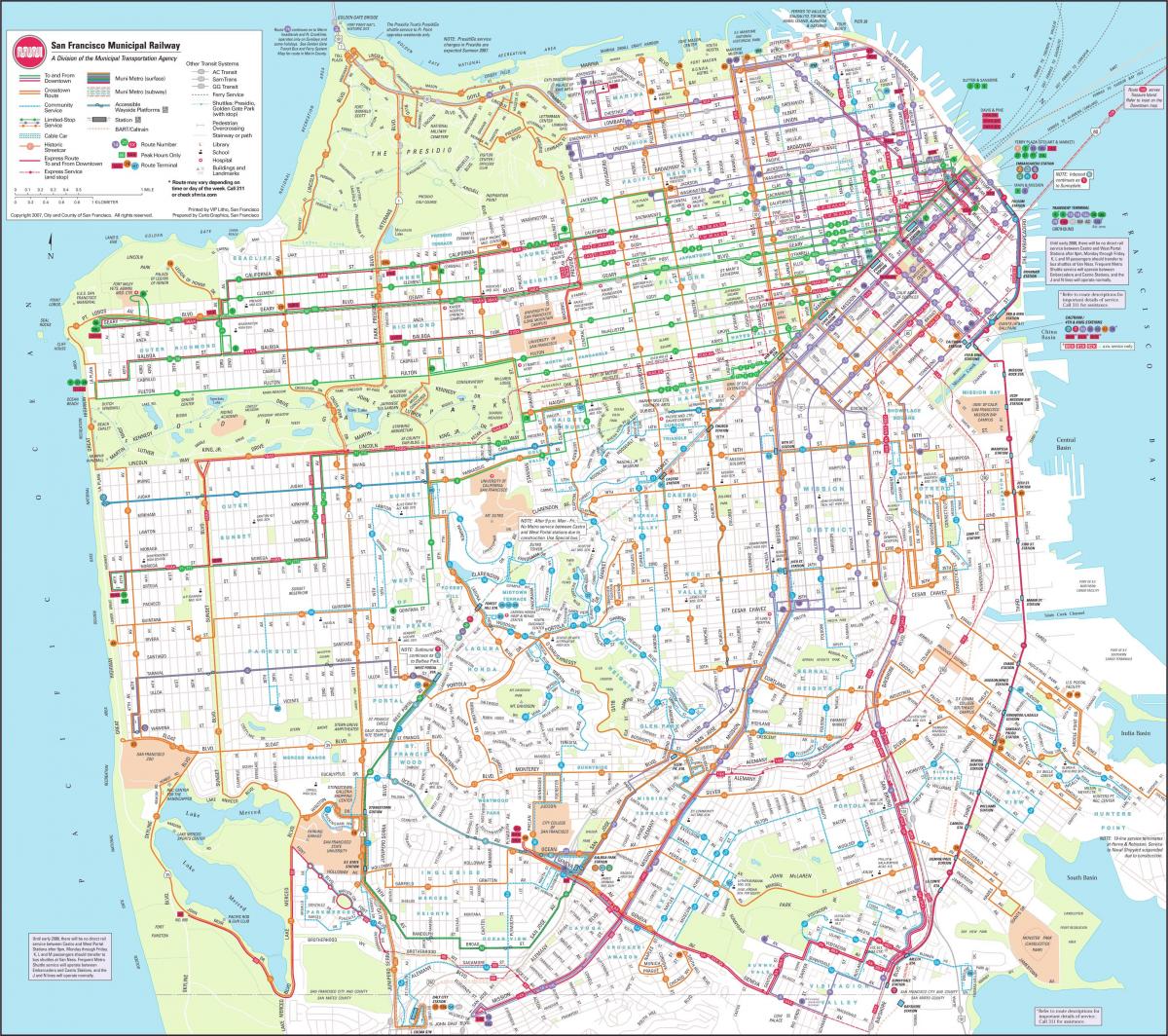 Mapa de San Francisco municipal de tren