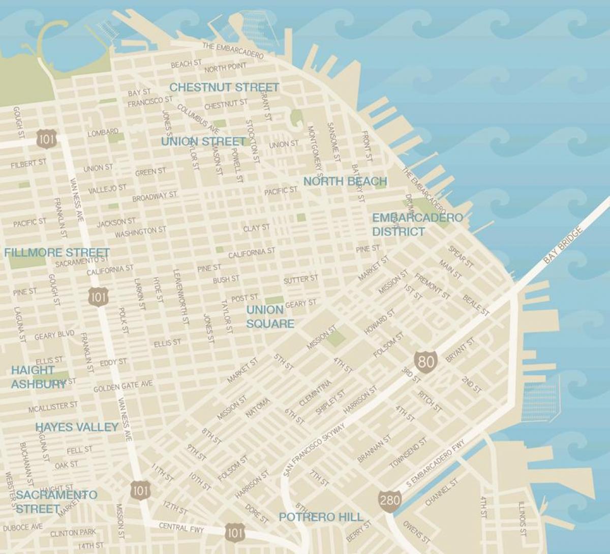 Mapa de San Francisco peça de districte