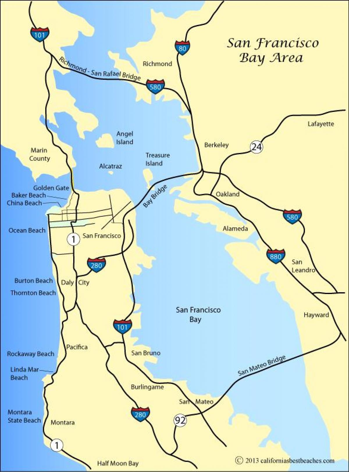 Mapa de San Francisco platges