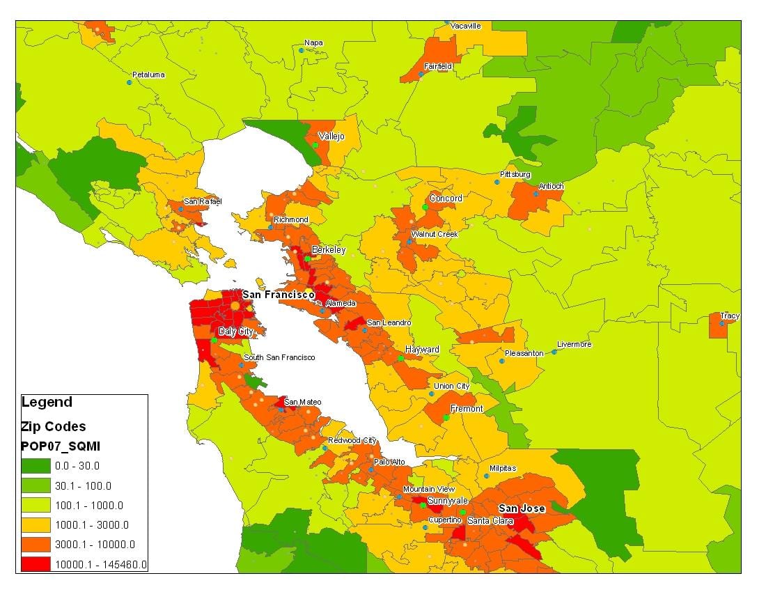 Mapa de San Francisco població