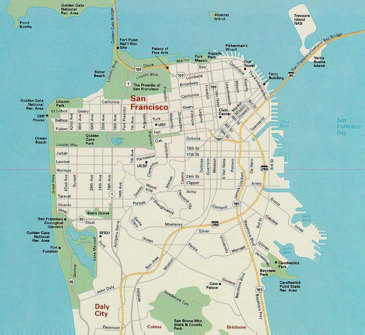 Mapa de San Francisco principals llocs d'interès