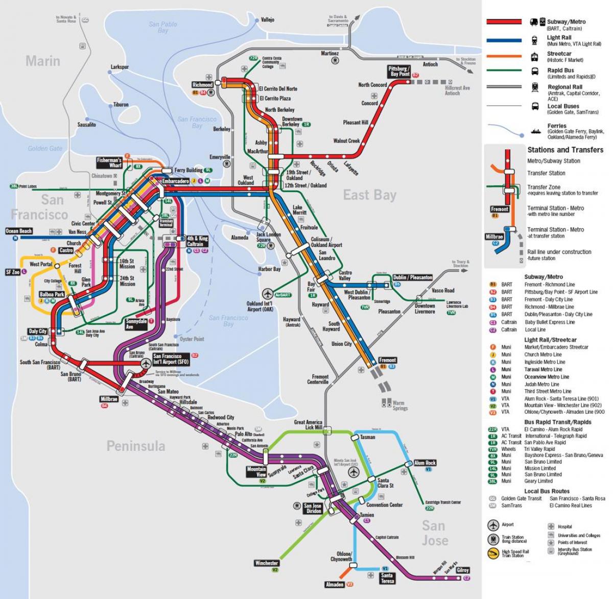 mapa transport públic a San Francisco
