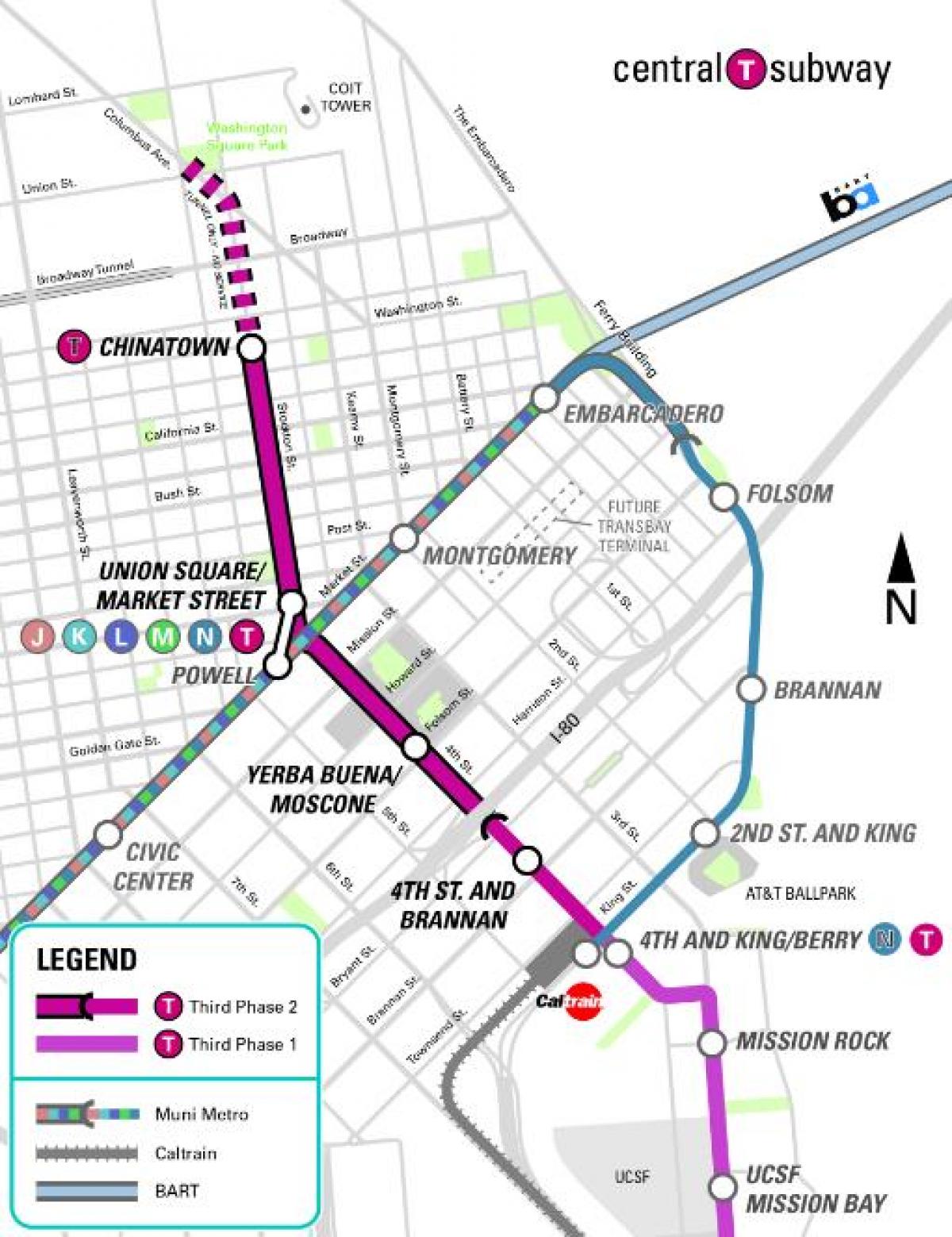 central de metro de San Francisco mapa