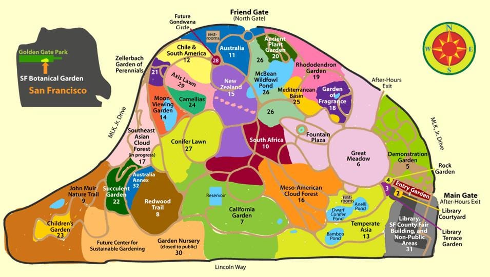 San Francisco jardí botànic mapa