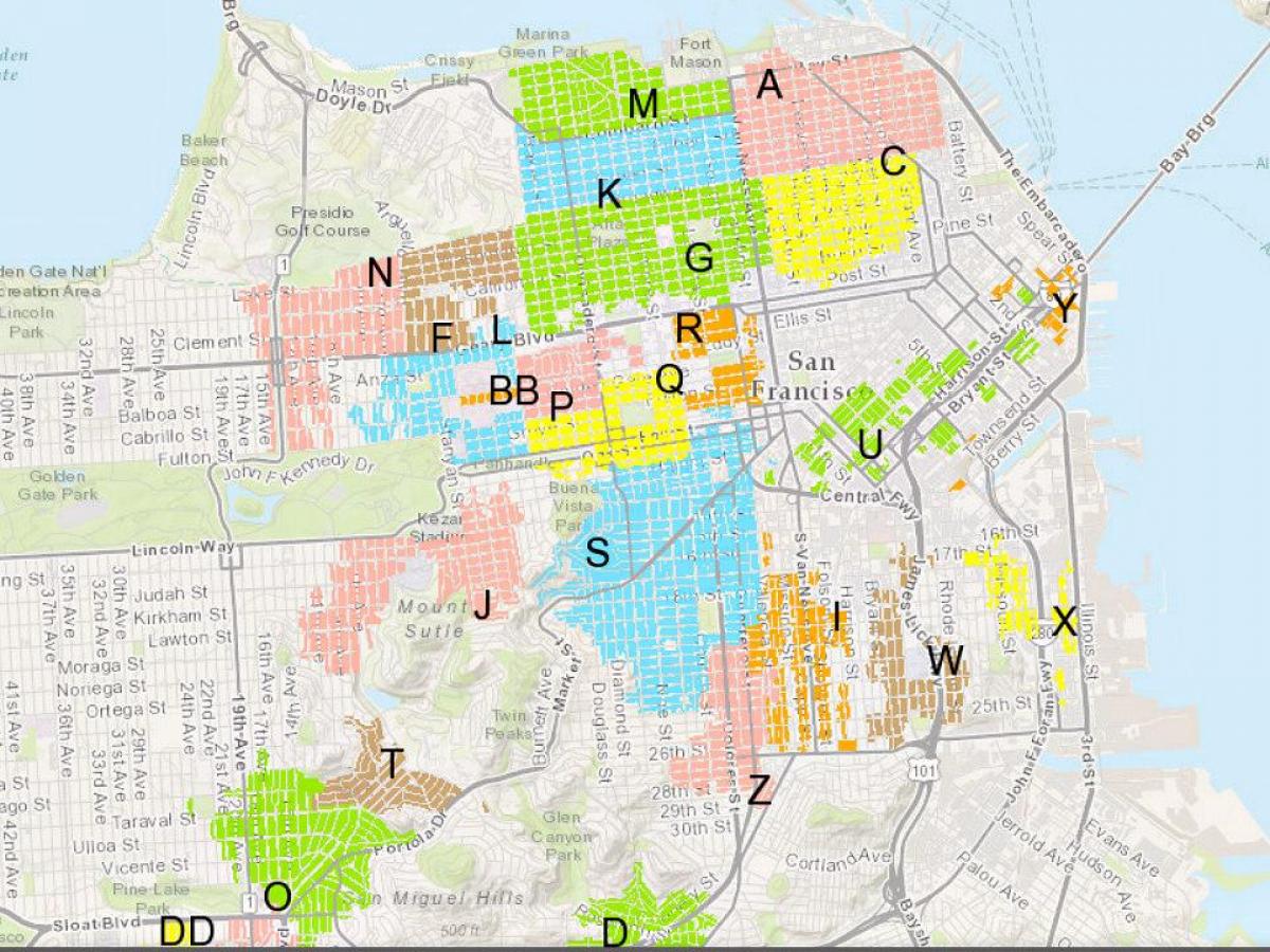 San Francisco aparcament zones mapa
