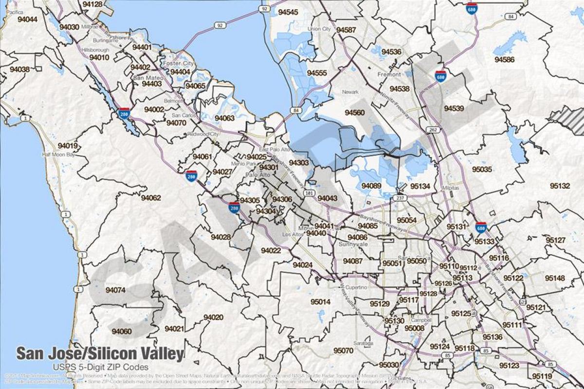Mapa de silicon valley codi postal